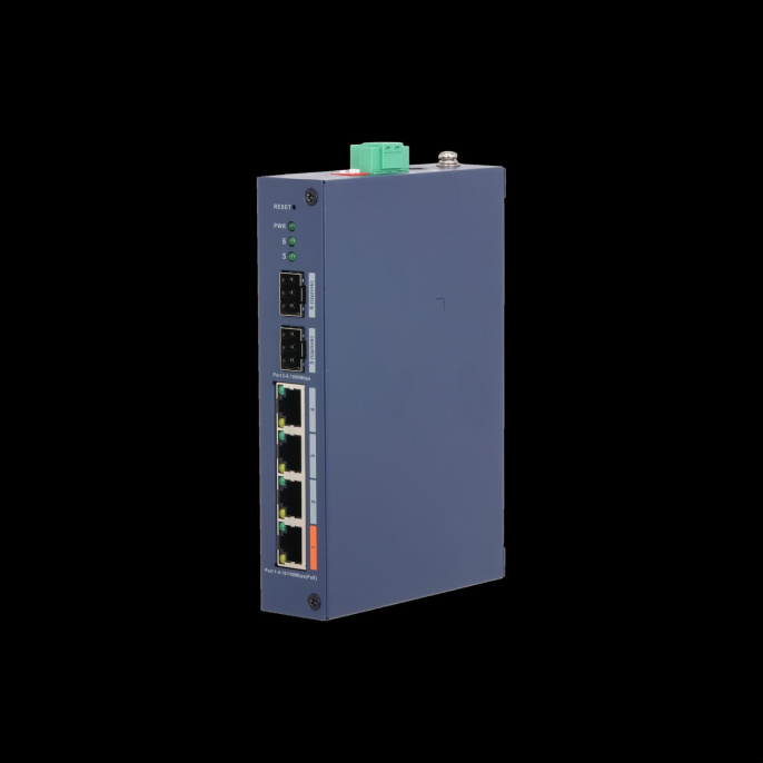DAHUA DH-CHS4206-4ET-60 4-портовый PoE коммутатор управляемый 4 RJ45 10/100Мбит/с PoE/PoE+/Hi-PoE , 2 SFP 1000Мбит/с uplink ; IP30, IK06; монтаж на DIN-рейку