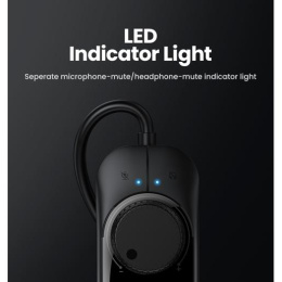 Аудио переходник UGREEN CM129-40964 USB to AUX 3.5mm, Mic & Ear, выход 1 - зеленый порт 3,5 мм для наушников, выход 2 - красный порт 3,5 мм для микрофона, выход 3 - комбинированный разъём для гарнитуры, функция отключения наушников и микрофона и регулято