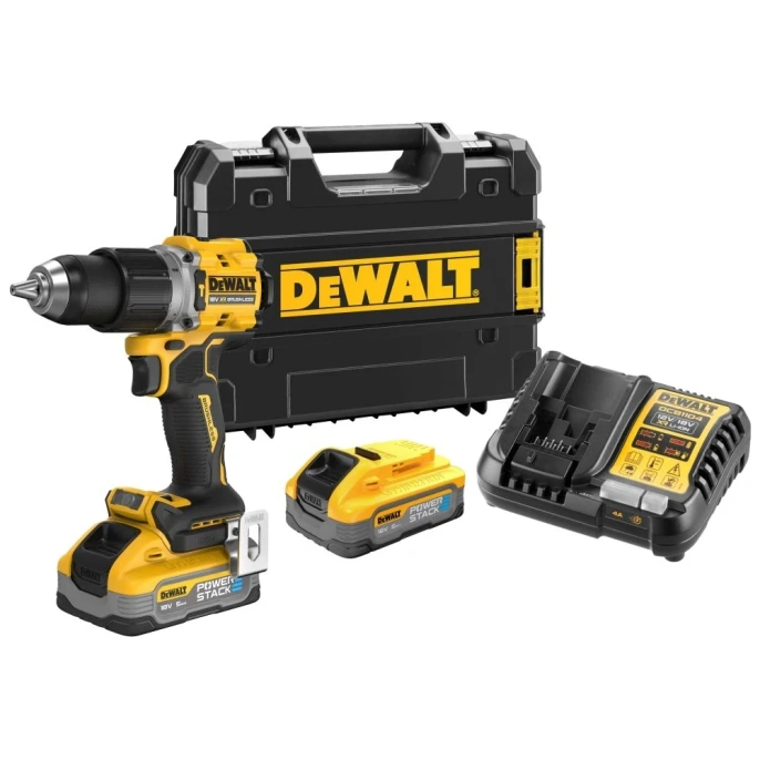 Аккумуляторная ударная дрель-шуруповерт DEWALT 18 В, 2000 об/мин, 34000 уд/мин, с 2 АКБ 5 Ач и ЗУ, в кейсе TSTAK DCD805H2T DCD805H2T-QW