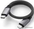 Кабель Satechi USB-C to Lightning MFI Cable. Длина кабеля: 25 см. Цвет: серый космос. (ST-TCL10M)