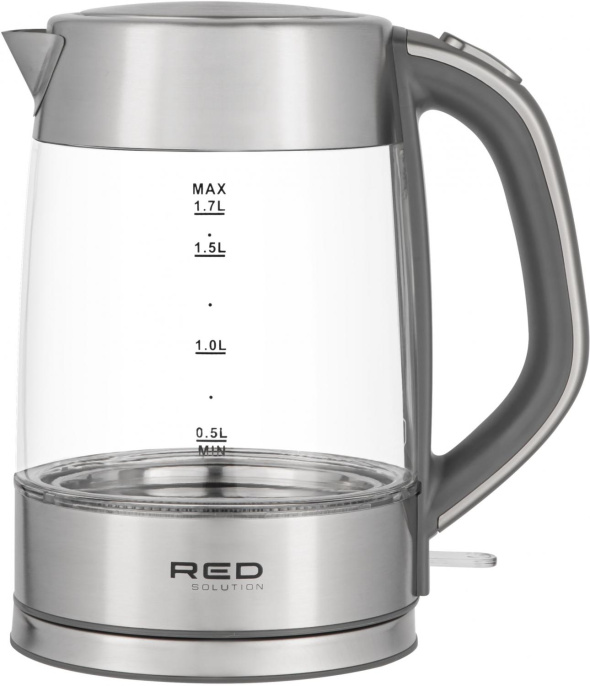 Чайник электрический Red Solution RK-G138 1.7л. 2200Вт серый корпус: стекло