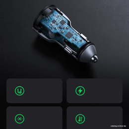 Автомобильное зарядное устройство UGREEN CD213 10144 QC 3.0+QC 3.0 Dual USB-A 36W Fast Car Charger. Цвет: темно-синий