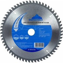 Диск пильный по цветным металлам и пластику (180x20 мм; Z=60) vertextools АЛ-180-60-20