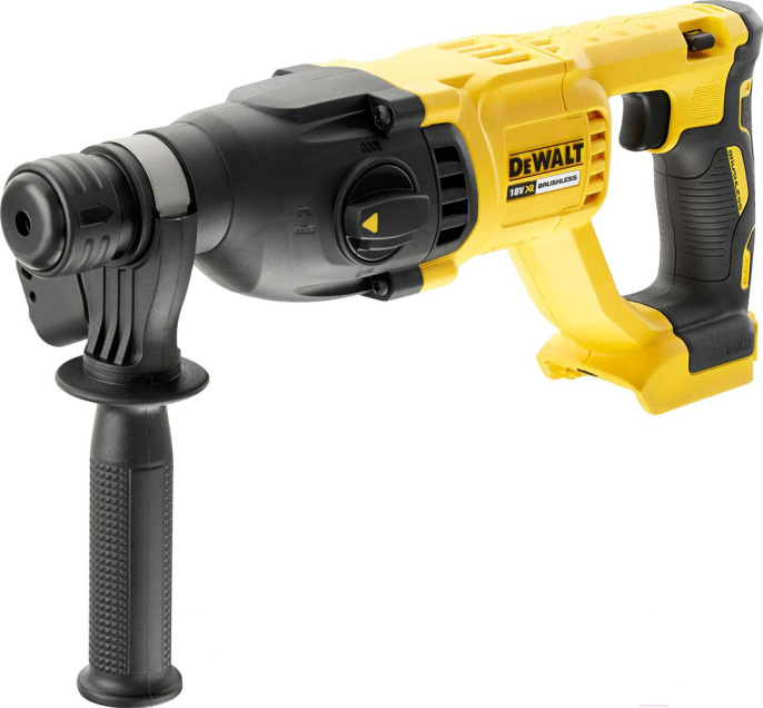Перфоратор DeWalt DCH133N-XJ (аккумуляторный, энергия удара: 2.6 Дж, тип двигателя: бесщеточный, максимальный диаметр бурения бетон/дерево/металл: 26/30 /13 мм, частота ударов: 0 – 5680 уд/мин, режимы: сверление, удар, долбление)