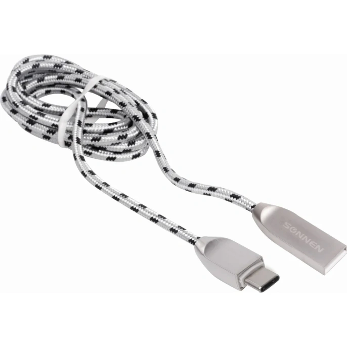 Кабель SONNEN USB 2.0-Type-C 1м Premium медь передача данных и быстрая зарядка 513127