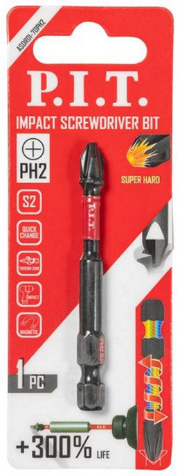 Бита P.I.T. ASDR01-70PH2 ударная магнитная PH2x70 мм, IMPACT, торсионная зона