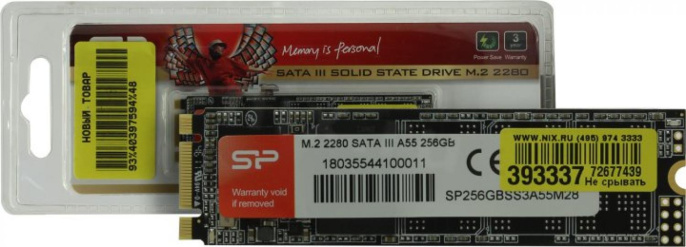 Накопитель SSD 256GB Silicon Power A55, M.2 2280, mSATA III [R/W - 560/530 MB/s] TLC SP256GBSS3A55M28