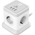 Cablexpert Сетевой фильтр Tower TWR-4-CU2-W-2 4р, 10А, 1xType-C PD, 20Вт, 2 х USB, 2м, ур.защиты 2+ белый, коробка {22557}