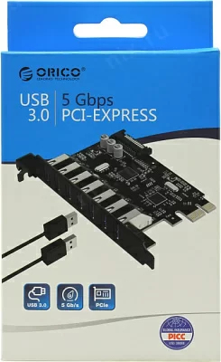 Контроллер Orico PVU3-7U (RTL) PCI-Ex1 USB3.0 7 port-ext