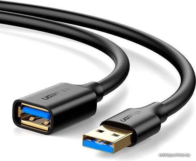 Кабель UGREEN US129 10373 USB 3.0 Extension Male Cable. Длина 2 м. Цвет: черный