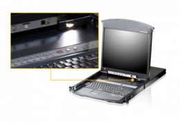 KVM консоль ATEN 17" 1-Local/Remote Share Access 8-Port Multi-Interface Cat 5 Dual Rail LCD KVM over IP switch KL1508AIM-AXA-RG