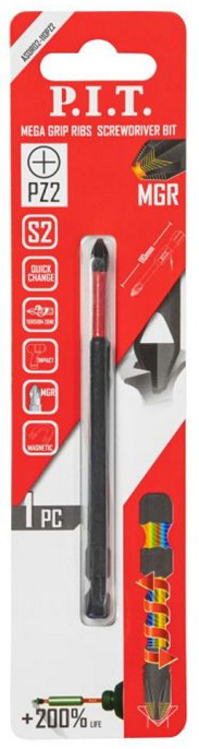 Бита P.I.T. ASDR02-110PZ2 ударная магнитная PZ2x110 мм, наконечник MGR, IMPACT, торсионная зона
