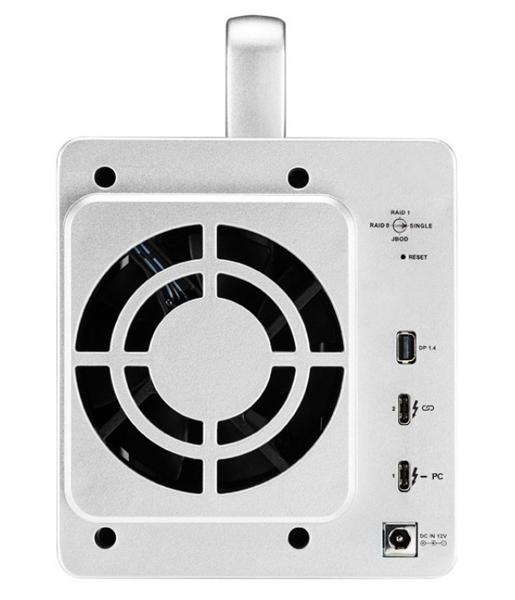 Система хранения данных TerraMaster D2-Thunderbolt3 DAS tower/JBOD,RAID0,1/up to 2 HS SATA 3,5' or 2,5' /1xDP1.4/2x40GbThunderbolt3/1xPS/1YW