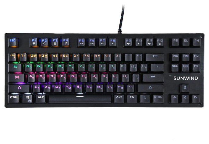 Клавиатура SunWind SW-K900G механическая черный USB Multimedia for gamer LED 1422332 кабель 1.8м
