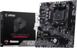 Материнская плата MSI PRO A520M-S Soc-AM4 AMD A520 2xDDR4 mATX AC`97 8ch 7.1 GbLAN RAID+HDMI