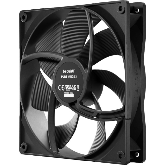 Кулер для корпуса Case Cooler be quiet! PURE WINGS 3 120mm PWM 120x120x25mm, 4-pin PWM, 49.9CFM, 25.5dBA, 1600RPM, Black BL105