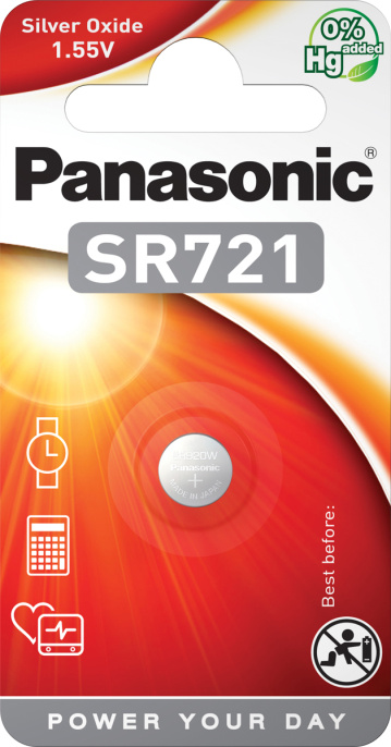 Батарейка Panasonic SR721 EL BL1 SR-721EL/1B часовая, напряжение: 1.55 В, химический состав: оксид-серебро