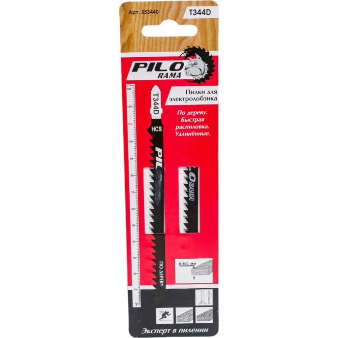 Пилки T344D (2 шт; 6 TPI; 132x110 мм; h=8-100 мм) по дереву и пластику Pilorama 553440