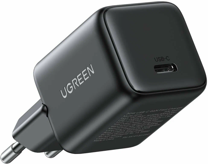 Сетевое зарядное устройство UGREEN X513 65007 30W USB-C GaN Fast Charger EU. Цвет: черный
