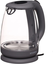 Чайник электрический Hyundai HYK-G1003 1.7л. 2200Вт серый корпус: стекло/пластик