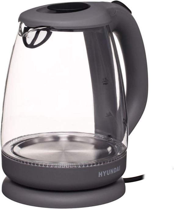 Чайник электрический Hyundai HYK-G1003 1.7л. 2200Вт серый корпус: стекло/пластик