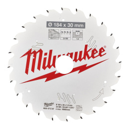 Диск пильный Milwaukee 184x30x1.6x24 ATB 4932471297 по дереву для циркулярной пилы, угол атаки зуба: +15°, низкая вибрация