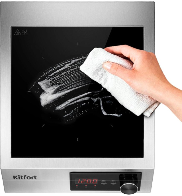 Настольная плита индукционная KitFort КТ-142, стеклокерамика, серебристый