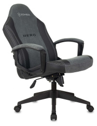 Кресло игровое ZOMBIE Hero, ткань/экокожа, до 120кг, серый