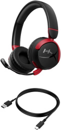 Гарнитура игровая HYPERX Cloud Mini,  для компьютера, накладные,  Bluetooth/3,5 мм, черный  / красный [7g8f1aa]