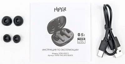 Гарнитура вкладыши Hiper MIG HDX12 черный беспроводные bluetooth в ушной раковине (HTW-HDX12)