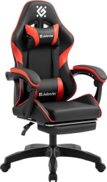 Игровое кресло DEFENDER Serenity Черн/красн,класс 2,PU,подножка 64807