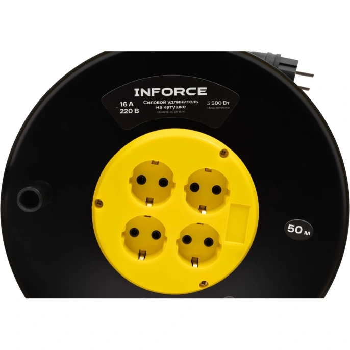 Силовой удлинитель Inforce на катушке 4 гнезда, с/з КГ 3х2,5 16A 50м IP20 GRANITE ZG 09-15-10