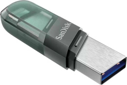 Флешка USB Sandisk iXpand Flip 64ГБ, USB3.1, зеленый и серебристый [sdix90n-064g-gn6nn]