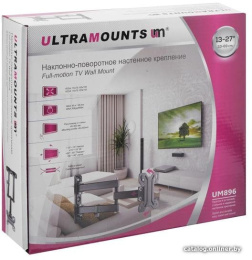 Кронштейн для телевизора Ultramounts UM896 черный 13"-27" макс.30кг настенный поворотно-выдвижной и наклонный