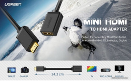 Кабель UGREEN 20137 Mini HDMI Male to HDMI Female Adapter. Длина: 22 см. Цвет: черный