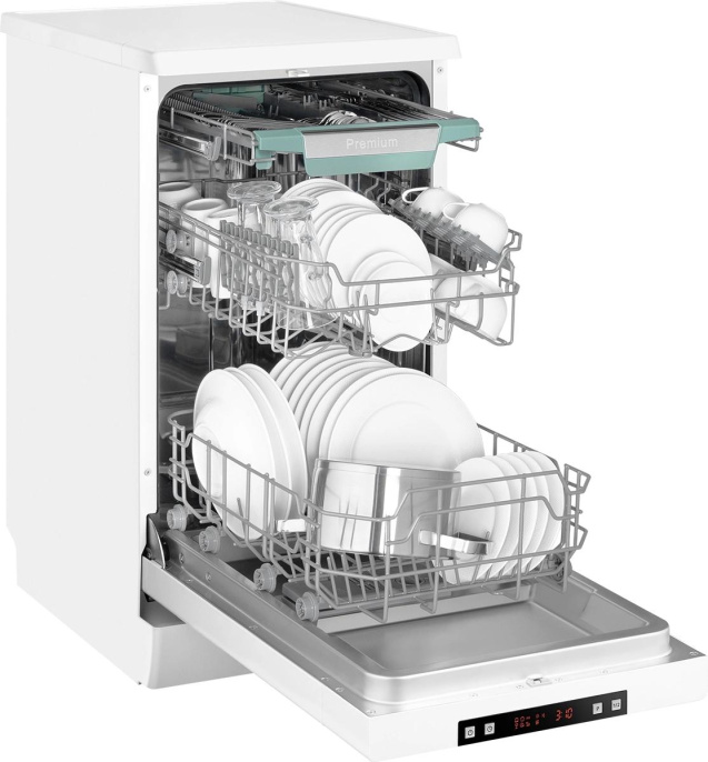 Посудомоечная машина WEISSGAUFF DW 4535,  узкая, напольная, 44.8см, загрузка 10 комплектов, белая [433792]