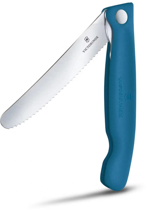 Нож кухонный Victorinox Swiss Classic 6.7832.FC1, универсальный, для овощей, 110мм, заточка серрейтор, стальной, синий