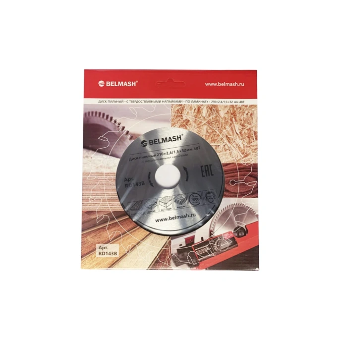 Диск пильный по ламинату (210х2.4/1.5х32/30 мм; 48Т) Белмаш RD143B