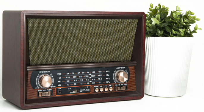 Радиоприемник портативный Сигнал БЗРП РП-340 дерево коричневое USB microSD (11515)
