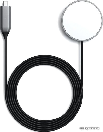 Беспроводное зарядное устройство Satechi Magnetic Wireless Charging Cable. Интерфейс Type-C, длина 1.5м. Цвет: серый космос. (ST-UCQIMCM)