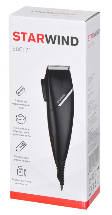 Машинка для стрижки STARWIND SBC1711 черный/серебристый