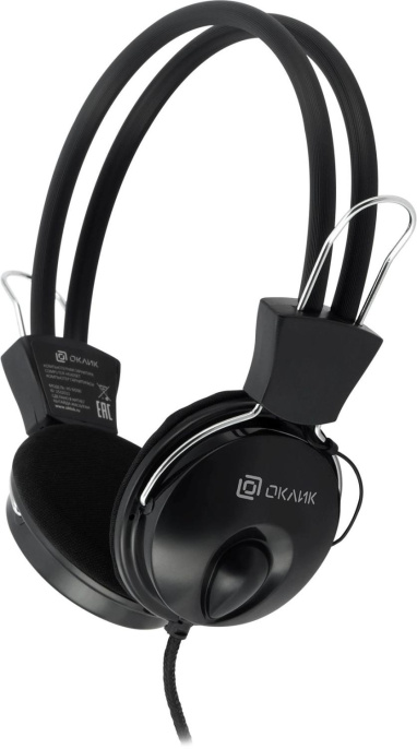 Гарнитура Oklick HS-M200,  для компьютера, накладные,  проводные, черный [1532011]