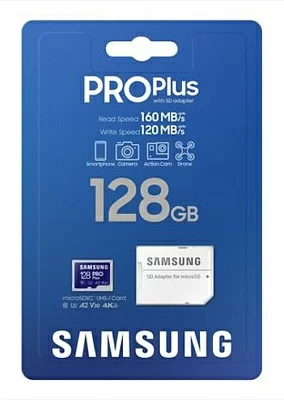 Карта памяти Samsung PRO Plus MB-MD128KA/KR microSDXC Memory Card 128Gb Class10 UHS-I U3 A2 V30 + microSD-- SD Adapter