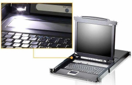 KVM консоль ATEN CL5716M-ATA-RG 17.3" 16-Port PS/2-USB VGA Single Rail LCD KVM Switch