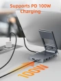 Док-станция для телефона/планшета USB CABLETIME CB04G (CT-HUBC6-AG) 8-в-1, USB-хаб со складной подставкой, с 4K HDMI, SD/TF, 100W Power Delivery
