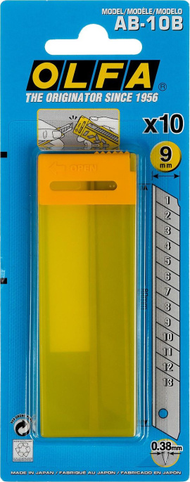 Лезвие OLFA OL-AB-10B, 9мм, 10шт