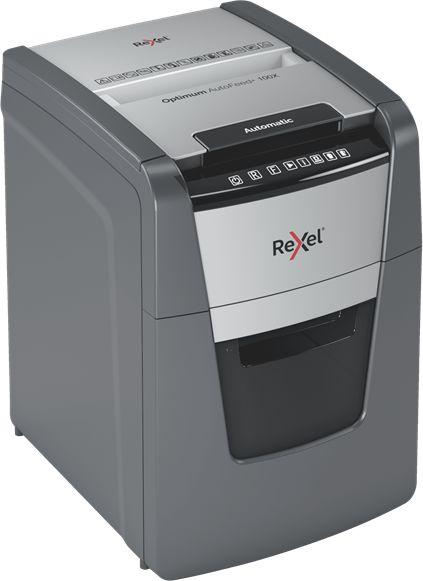 Уничтожитель бумаг Rexel Optimum AutoFeed 100X, с автоподачей, P-4, 4х28 мм, 100 лист. одновременно, 34л [2020100xeu]