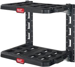 Стеллажная система Milwaukee PackOut (4932472127) (монтажные рельсы E-Track, быстроразъемная конструкция, каждая полка выдерживает вес до 22 кг, армированный металлом каркас, ударопрочная полимерная конструкция)