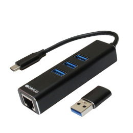 ORIGO OU330N/B1 Сетевой адаптер USB-C/Gigabit Ethernet с 3 портами USB 3.0 + переходник USB-C/USB-A