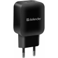 Сетевой адаптер Defender EPA-13 черный, 2xUSB, 5V/2.1А, пакет 83840